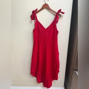 NEW MSK Linen Vibrant Red Sleeveless Jumpsuit